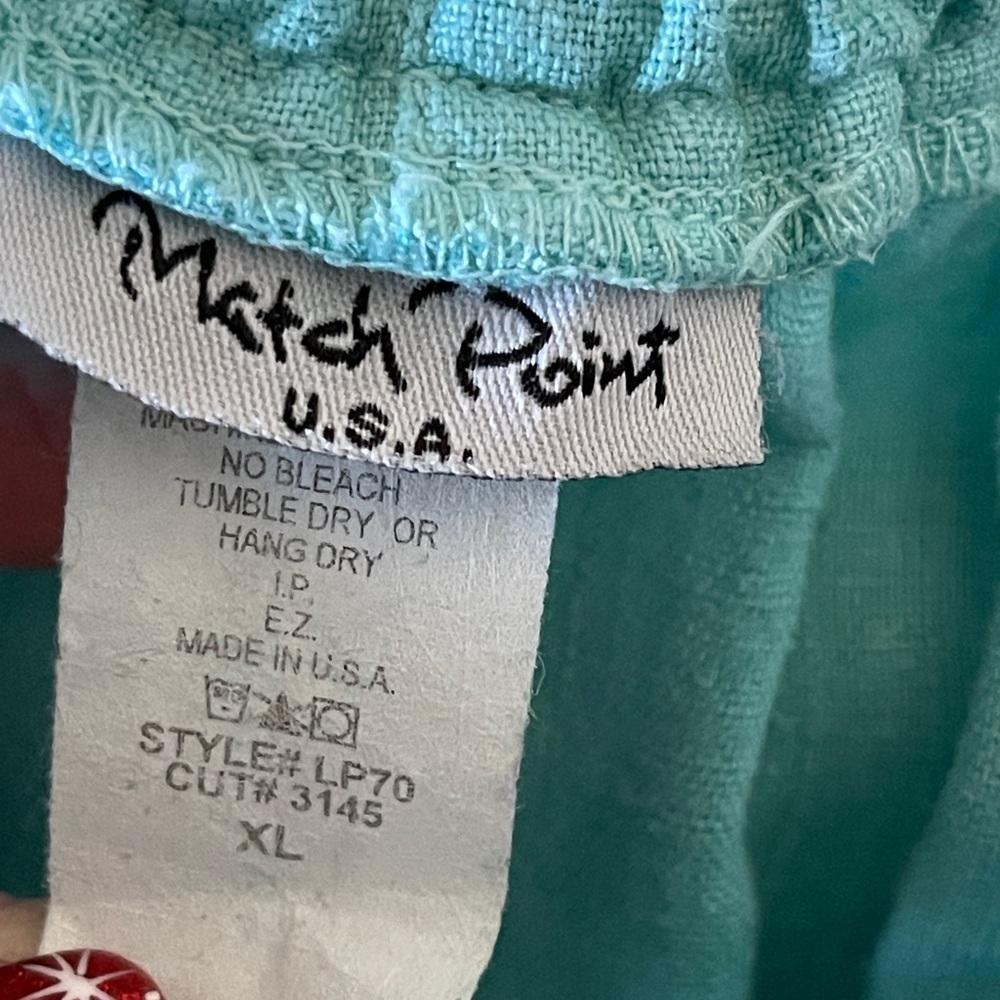 Match Point Teal 100% Linen Pantsuit Tunic Relaxed Fit Resort Lagenlook Club XL - Picture 10 of 12